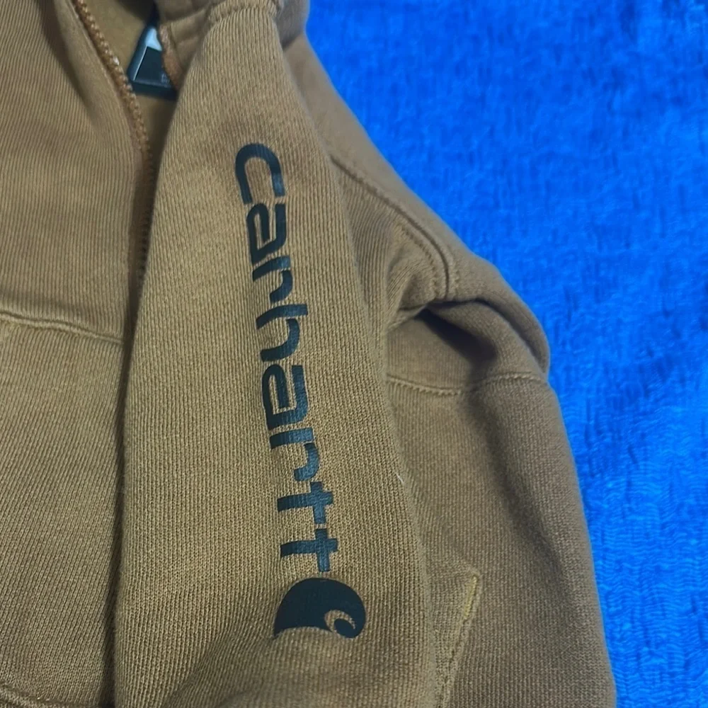 Carhartt Brown Fleece Hoodie with Half-Zip